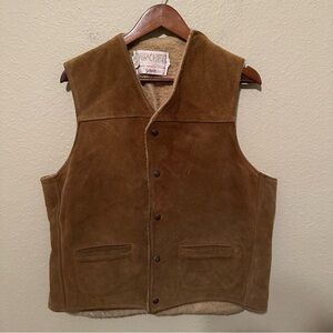Schott Men’s Rancher Suede Leather Sherpa Vest